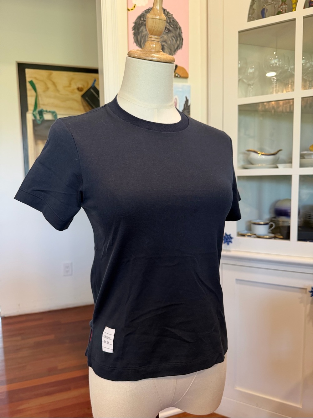 Thom Browne Classic Short Sleeve Tee in Navy